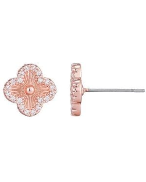 Adornia 14K Rose Plated Cz Button Clover Halo Stud Earrings - Pink