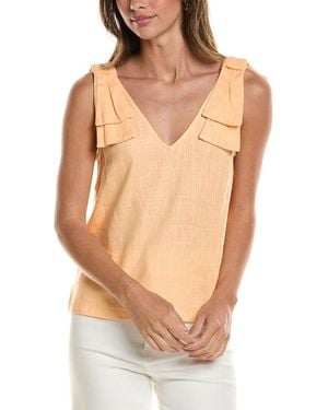 Cece Bow Strap Linen-Blend Tank - Pink