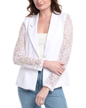 Nanette Lepore Lace Sleeve Blazer - White