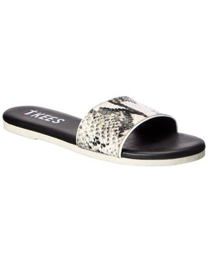 TKEES Lucas Snake-Embossed Leather Sandal - Black