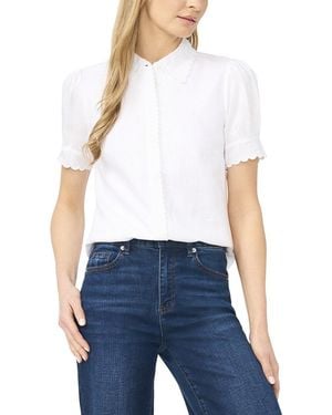 Cece Linen-Blend Woven Top - White