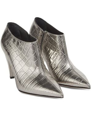 LK Bennett Smooth Leather Ankle Booties - Grey