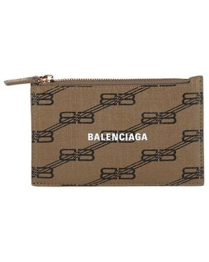 Balenciaga Bb Monogram Coated Canvas Card Holder - Gray
