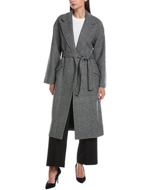 Theory Wool-Blend Robe Coat - Grey