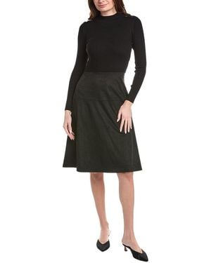 Tahari Funnel Neck Midi Dress - Black
