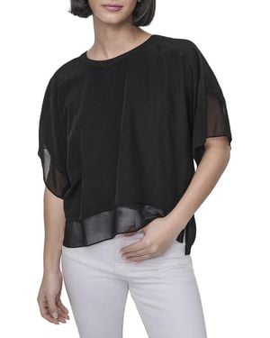 DKNY Dolman Sleeve Mix Media Top - Black