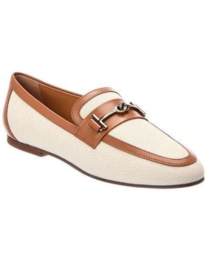 Tod's Leather & Canvas Loafer - White