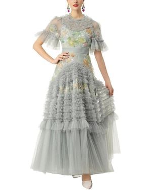 BURRYCO Short Sleeve Embellished Maxi Dress - Grey