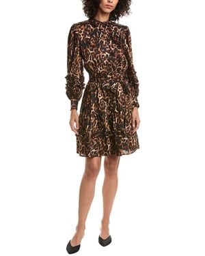 Anne Klein Ruffle Shirtdress - Brown