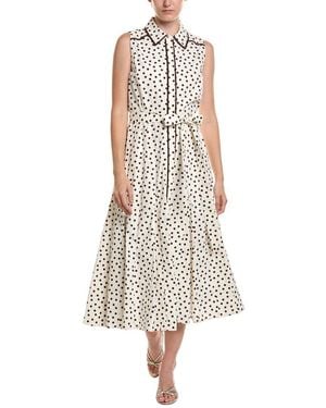 Anne Klein Midi Godet Shirtdress - White