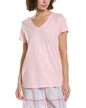 Hue Solid V-Neck Pyjama T-Shirt - Pink