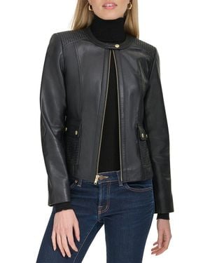 Cole Haan Smooth Leather Jacket - Black