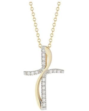 Reiss 14K Two-Tone 0.15 Ct. Tw. Diamond Cross & Flame Necklace - White