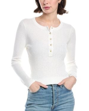 Enza Costa Knit Linen-Blend Henley - White