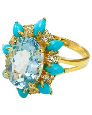 Kai Fine Jewelry 14K 9.30 Ct. Tw. Topaz Aquamarine Cocktail Ring - Multicolour