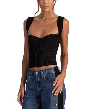 Alice + Olivia Adrianna Knit Textured Wool-Blend Corset - Black