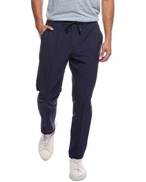 Isaia Seersucker Drawstring Trouser - Blue