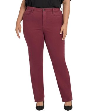 NYDJ Plus Marilyn High-Rise True Burgundy Straight Leg Jean - Red