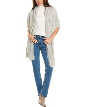 Amicale Cashmere Fringe Jersey Cashmere Travel Wrap - Blue