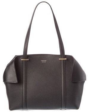 Ferragamo Logo Leather Tote - Black