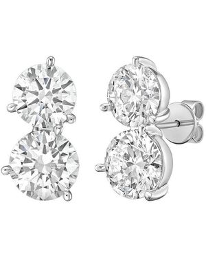 Diana M. Jewels 14K 7.00 Ct. Tw. Lab-Grown Diamond Two-Stone Earrings - Metallic