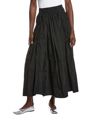 Gracia Long Parachute Cargo Skirt - Black