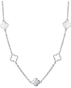 Adornia Plated Clover Station Necklace - Natural