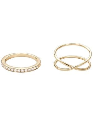 Adornia 14K Plated Cz X & Eternity Set Ring - Metallic