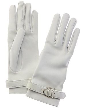 Gianvito Rossi Clash Silk-Lined Leather Gloves - White