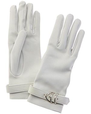 Gianvito Rossi Dnu Pack Clash Silk-Lined Leather Gloves - White