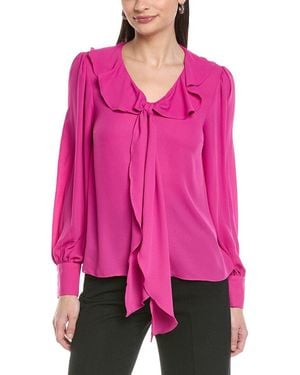 Cece Ruffle Tie V-Neck Top - Pink