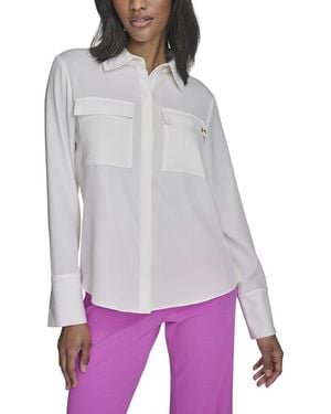 Halston Button Blouse - Purple