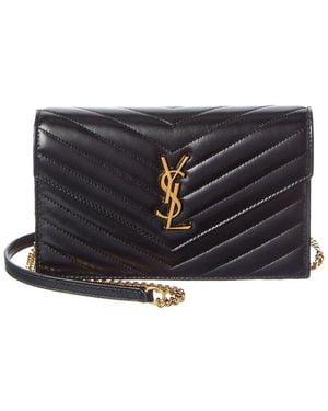 Saint Laurent Logo Leather Crossbody - Black