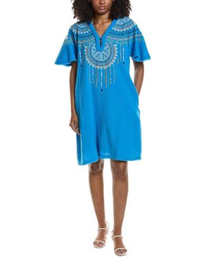 Johnny Was Kastoria Gauze Mini Dress - Blue