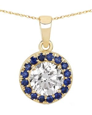 Diana M. Jewels Diana M 14K 1.32 Ct. Tw. Lab-Grown Diamond & Lab-Grown Sapphire Circle Pendant - Blue