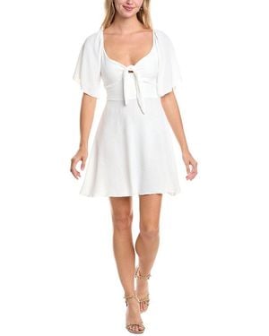 Madison Miles Tie Front Mini Dress - White