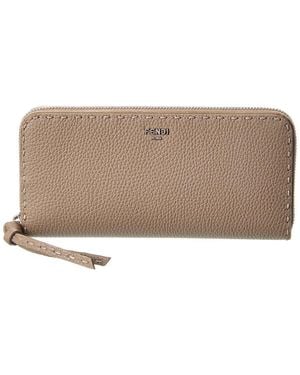 Fendi Zipper Around Peekaboo Large Leather Wallet - Brown