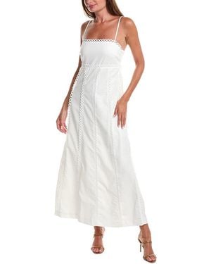 Gracia Crochet Trim Linen-Blend Maxi Dress - White
