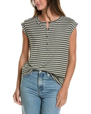 Cabi Cap Sleeve Henley - Green