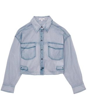 Reiss Darcy Denim Print Top - Blue