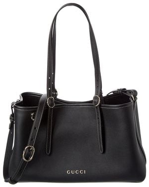 Gucci Gg Emblem Small Leather Tote - Black