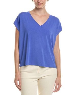 Eileen Fisher V-Neck Square Top - Blue