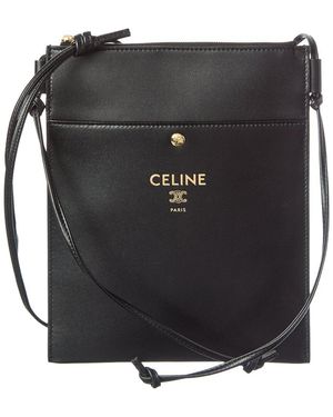 Celine Dnu Inv Logo Leather Crossbody - Black