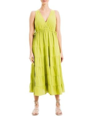 Max Studio V-neck Tiered Maxi Dress - Yellow