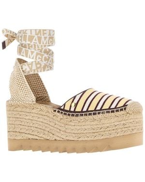 Stella McCartney Gaia 80 Stripe Canvas Sandal - Metallic