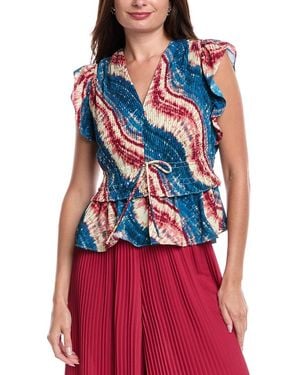 Nicole Miller Pleated Blouse - Red