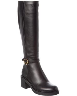 Gianvito Rossi Ribbon Dumont 45 Leather Knee-High Boot - Black