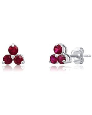 MaxColor 14K 0.35 Ct. Tw. Lab-Grown Ruby Studs - Pink