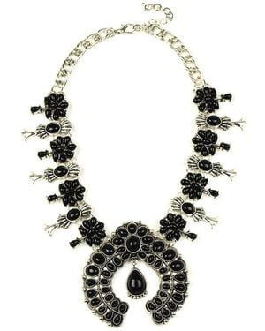 Eye Candy LA Luxe Collection Howlite Black Blossom Necklace - Metallic