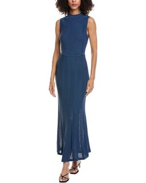 The Kooples Romantic Net Stitches Maxi Dress - Blue